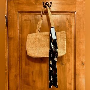 Straw Bag with Floral Scarf - Draper James